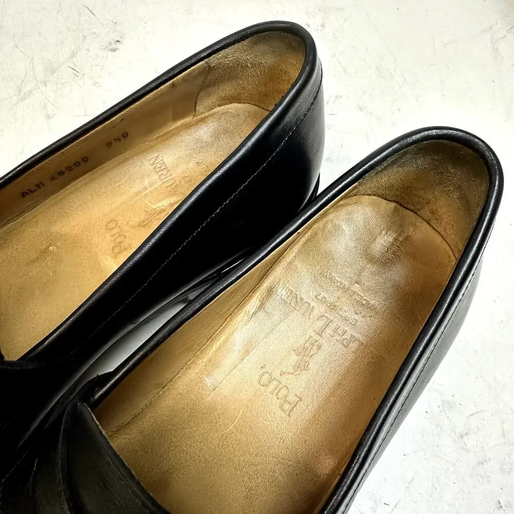 NEW HEELS Polo Ralph Lauren Penny Loafer Black Calf Weltline Made in Italy 9.5 D